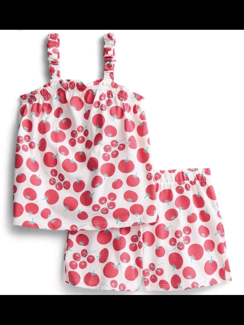 NWT Wonder Nation Toddler Girl Tomato Print 2-Piece Ribbed Tank Shorts Set Sz 3T